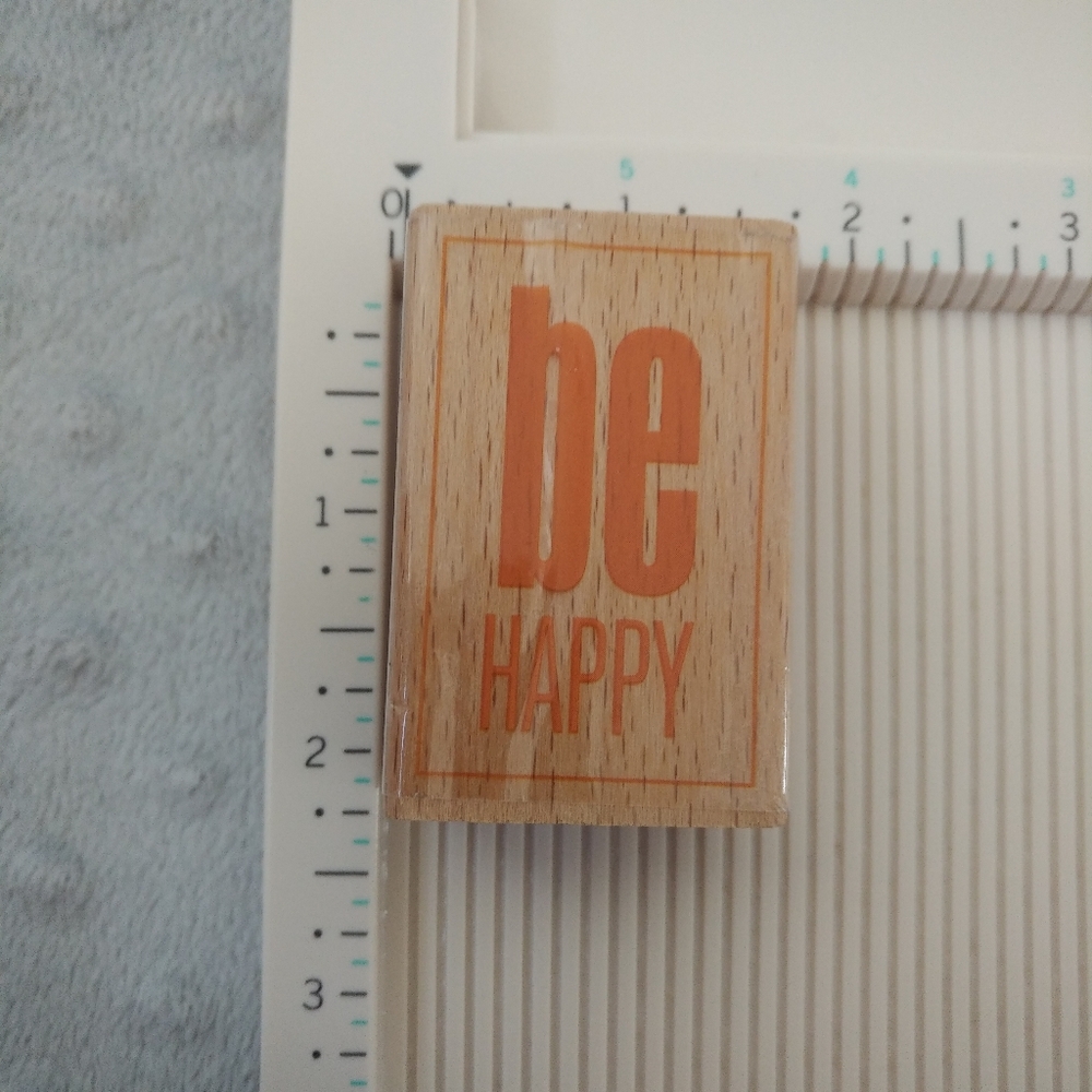 "Be Happy" Rubber Stamp